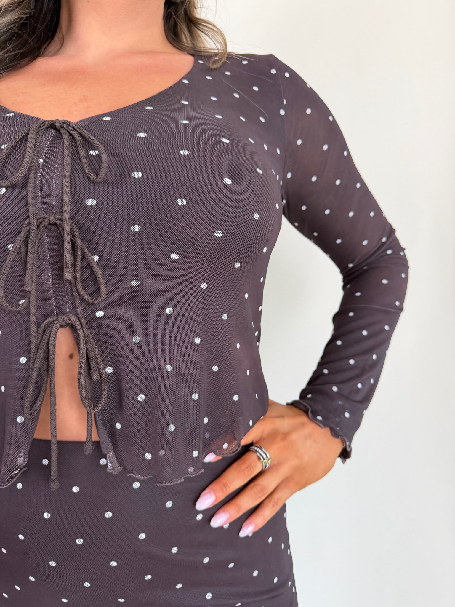 Amara Polka Dot Mesh Top