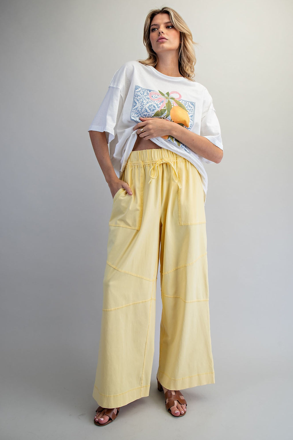 Exposed Seam Wide Leg Pants