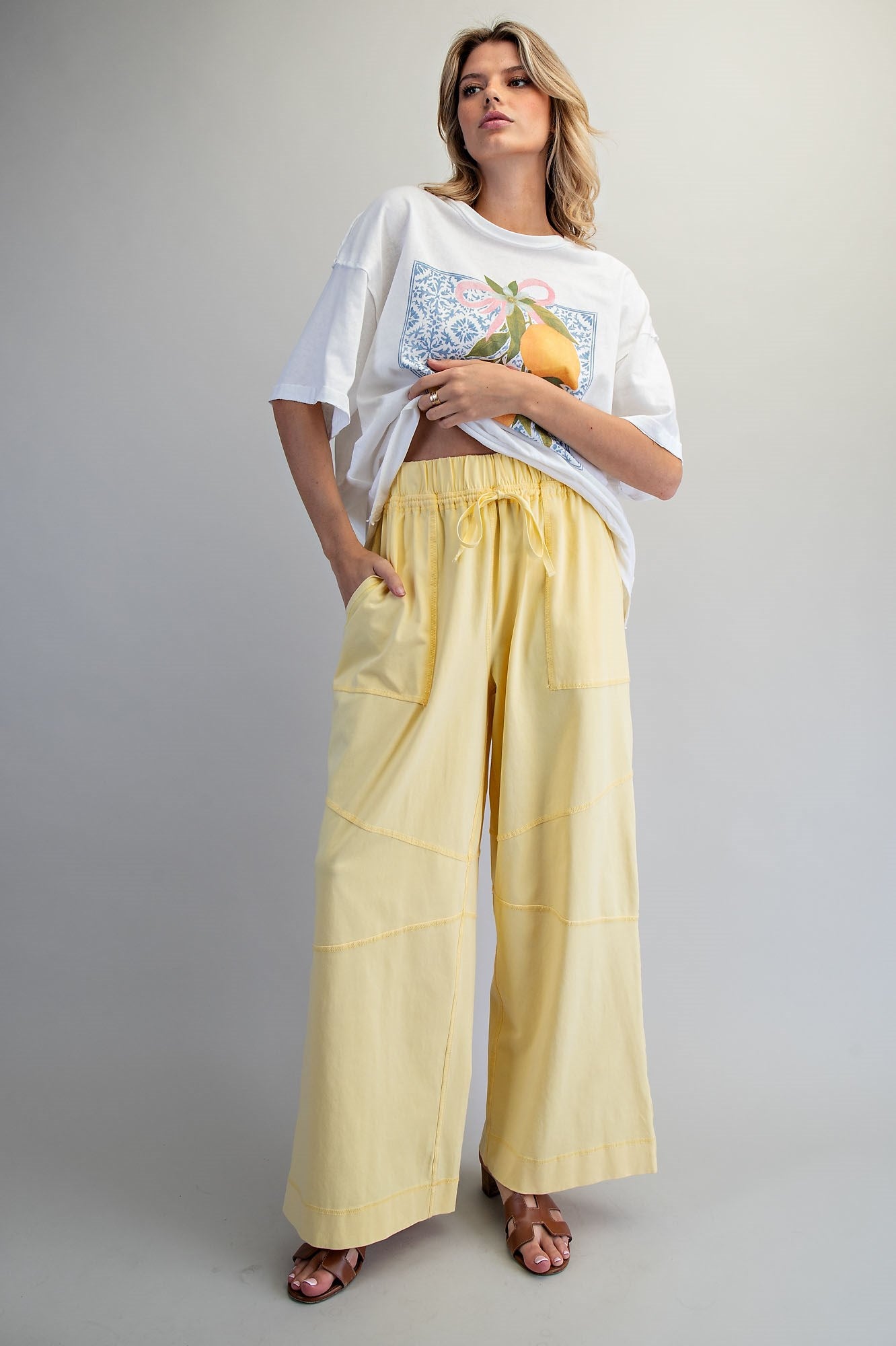Exposed Seam Wide Leg Pants
