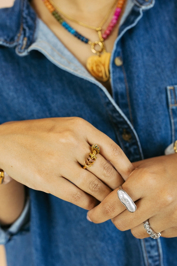 Raven Baroque Pearl Ring