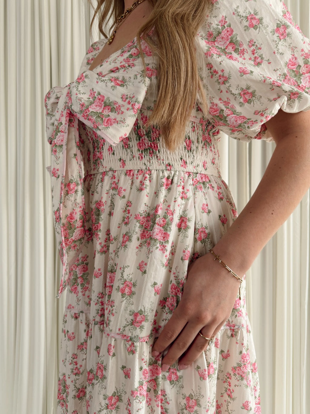 Floral Printed Bow Tie Dress