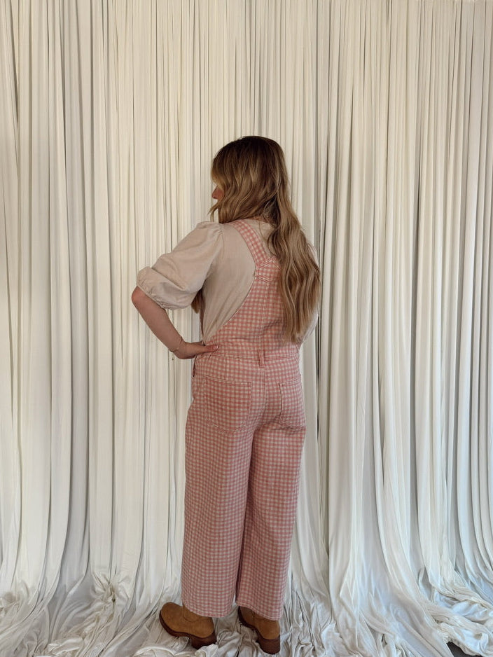 Denim Gingham Jumpsuit