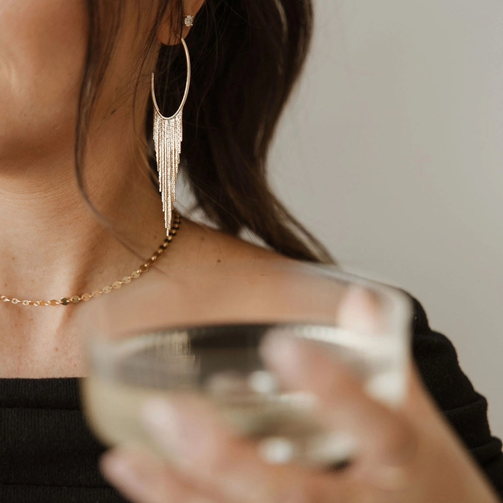 Cascading Fringe Hoops Earrings Gold Filled