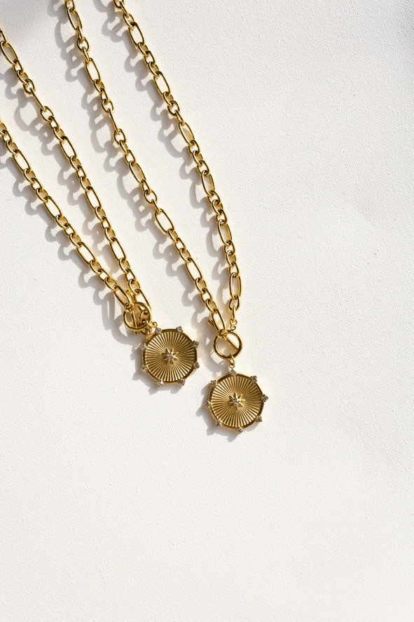 Raylee Toggle Starburst Coin Necklace