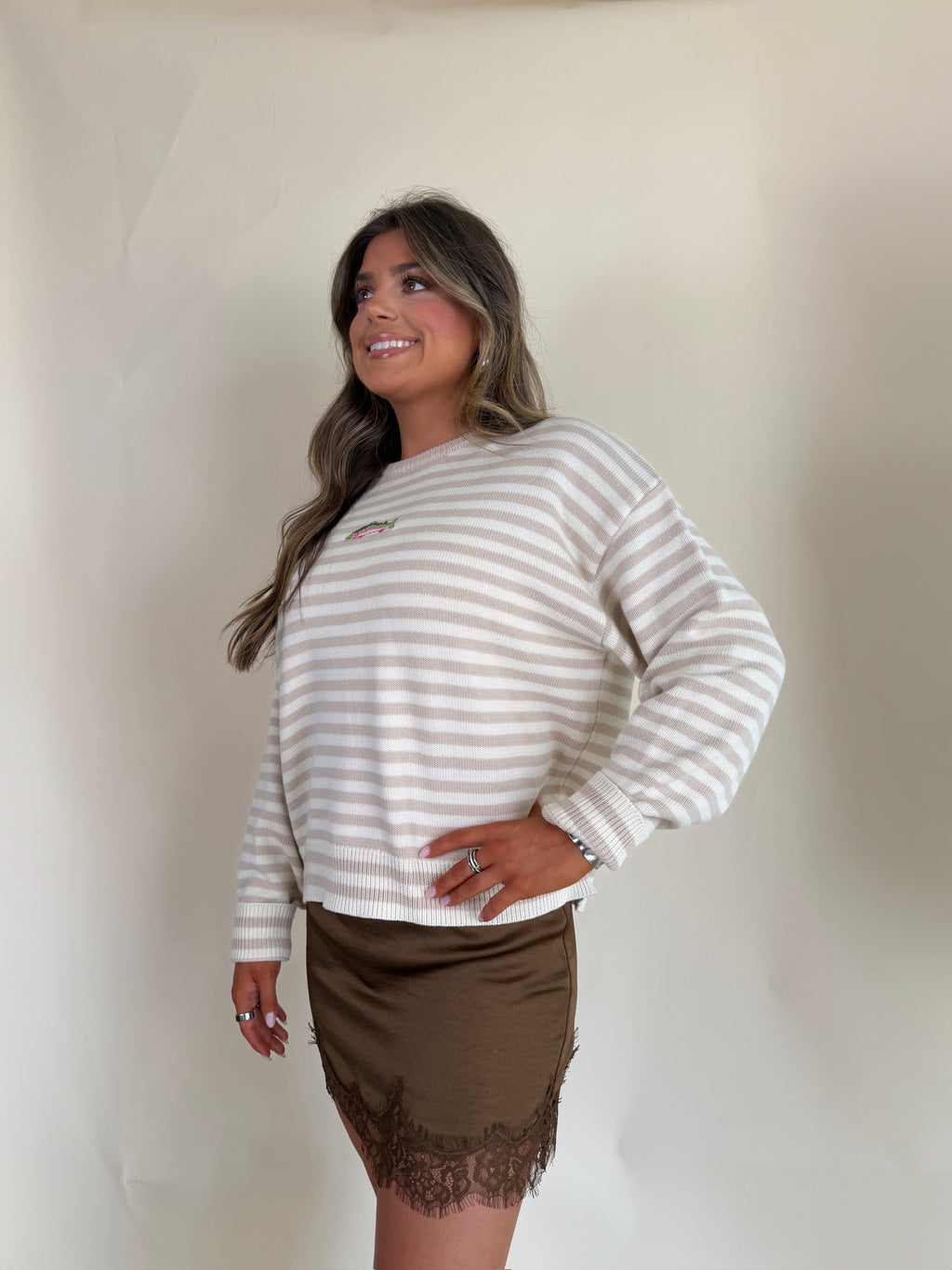 Striped Fish Graphic Sweater