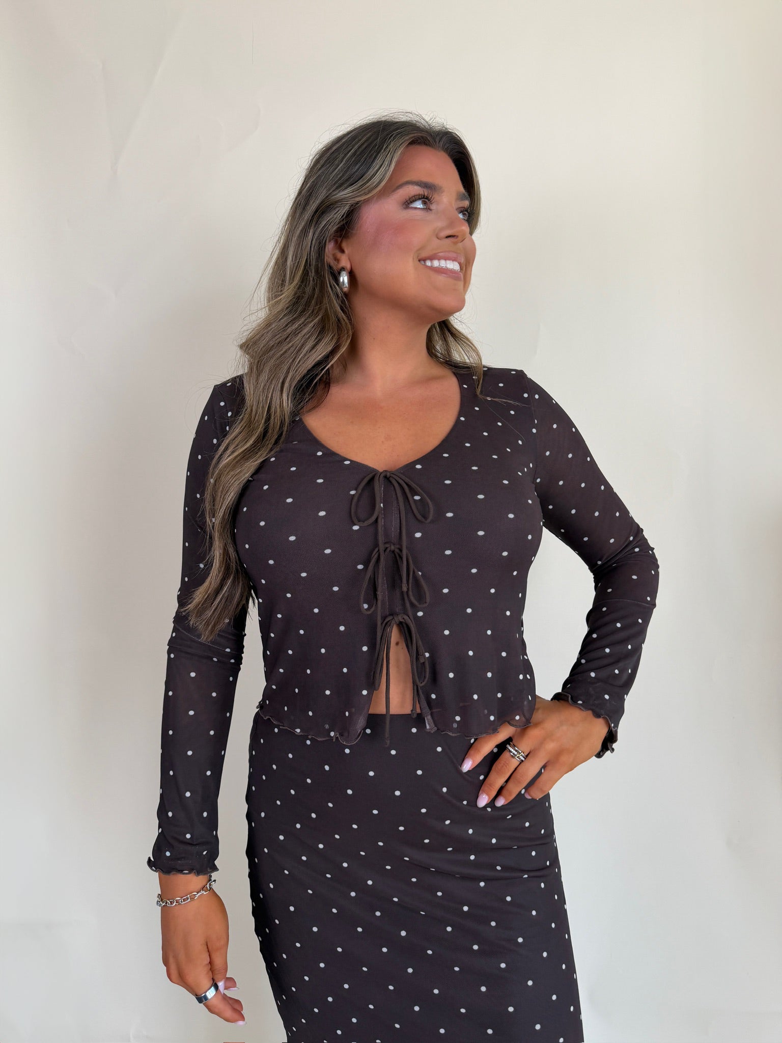 Amara Polka Dot Mesh Top