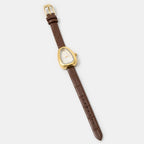 Oval Croc Leather Strap Watch