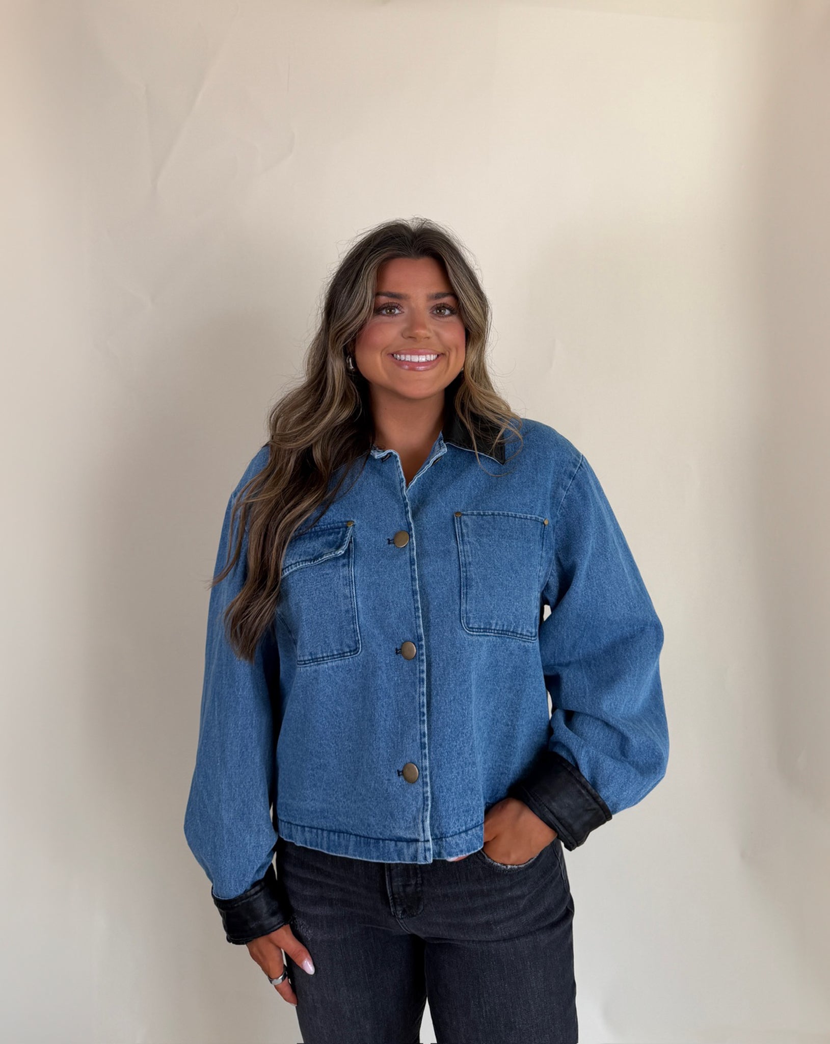 Jacket with Leather Trim