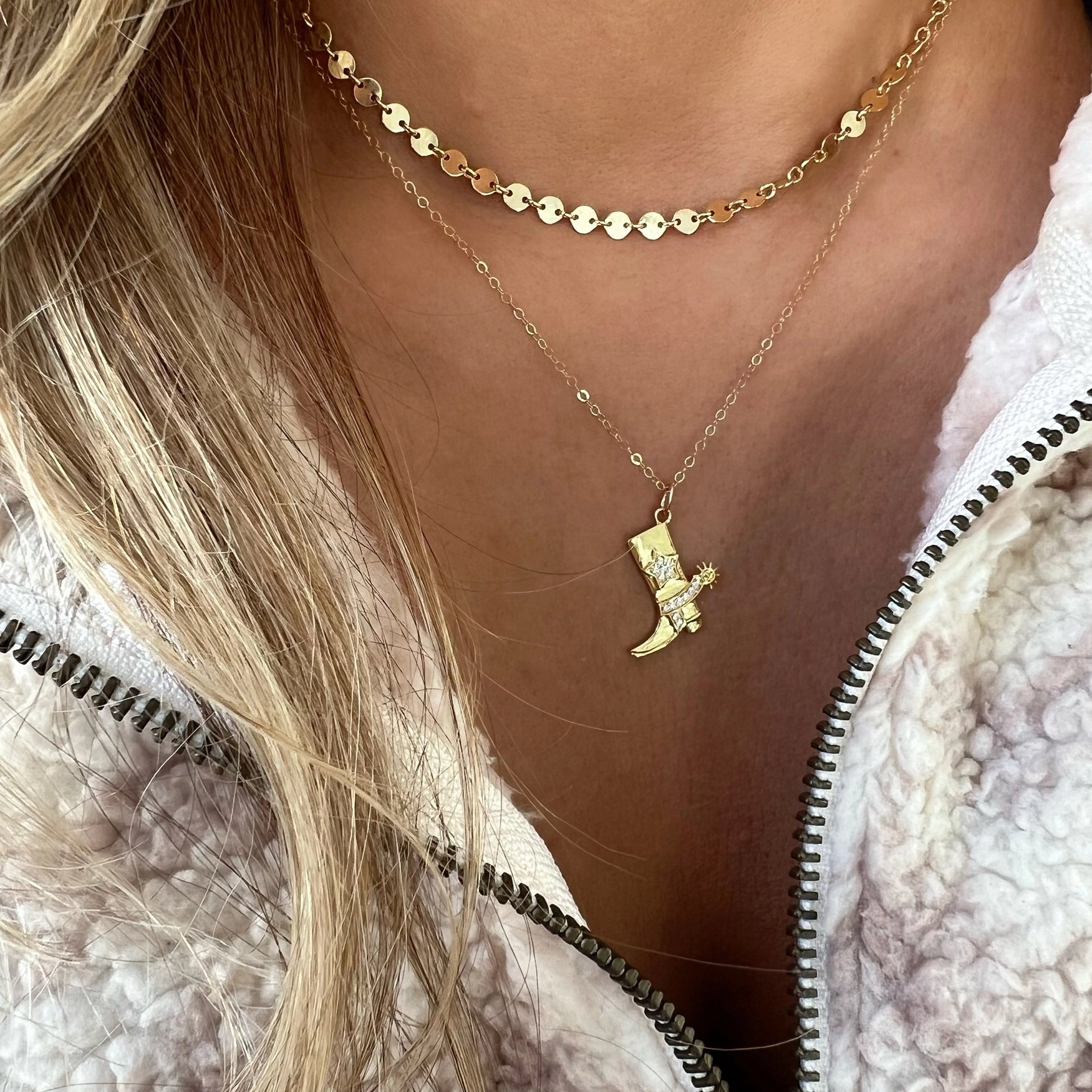 Country Girl Cowboy Boot Necklace Gold Filled