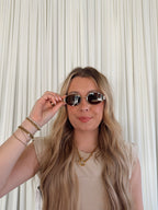 Oval Lens Metallic Frame Sunglasses