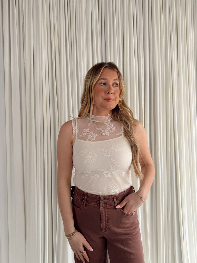 The Jennifer Lace Mock Neck Top