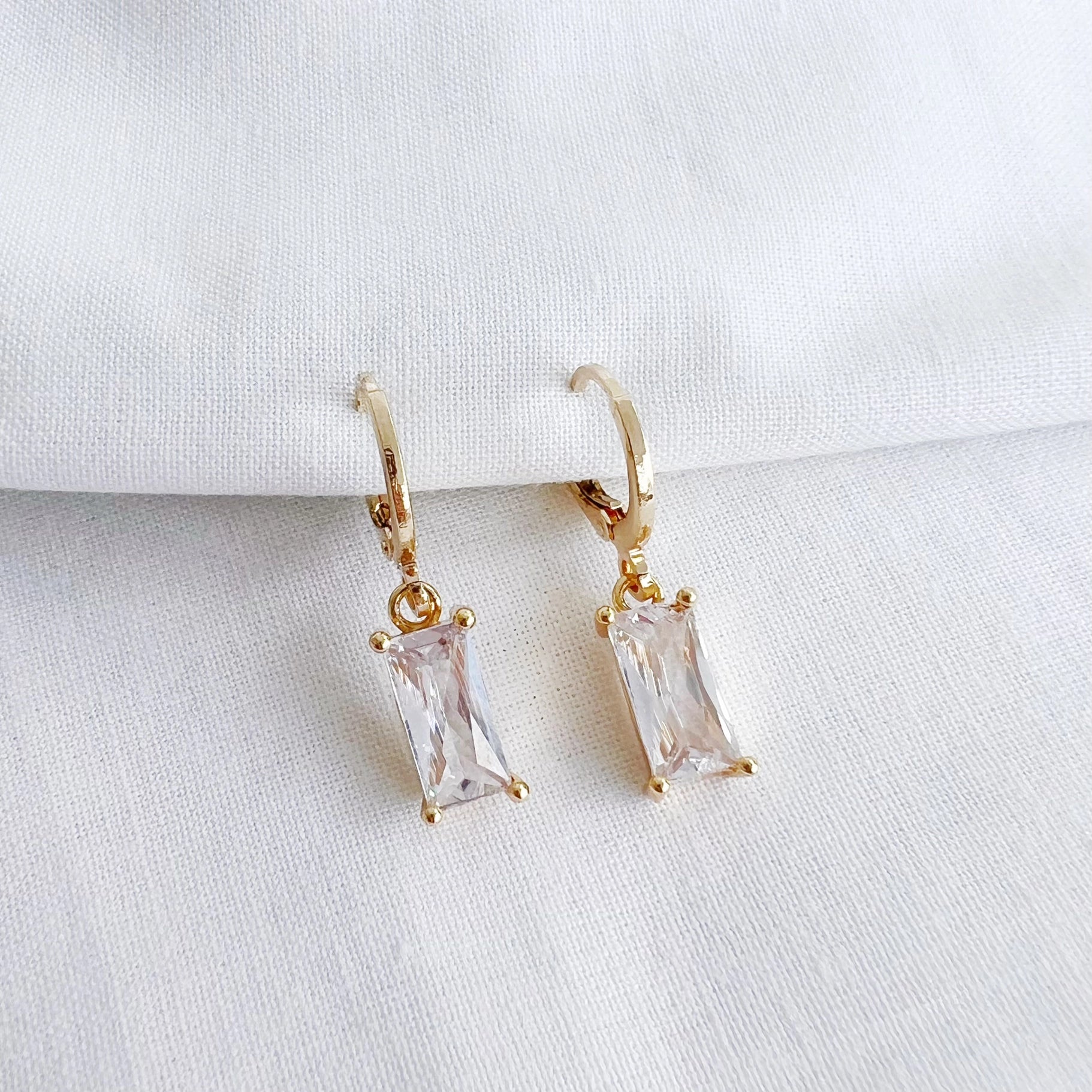 Taylor CZ Baguette Earrings Gold Filled