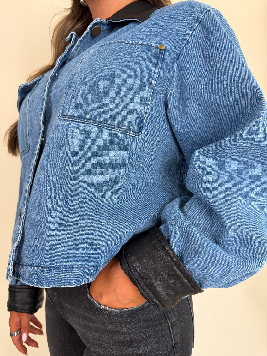 Jacket with Leather Trim