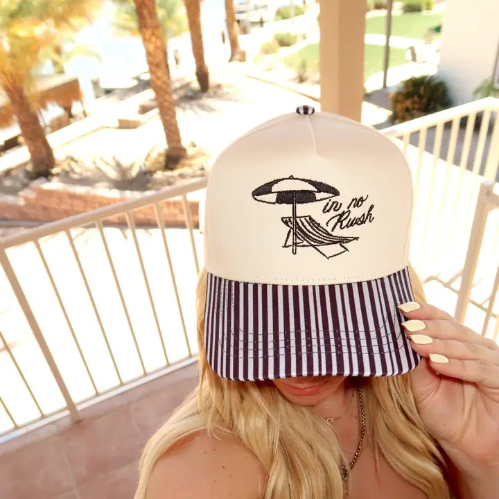In No Rush- Black Striped Hat