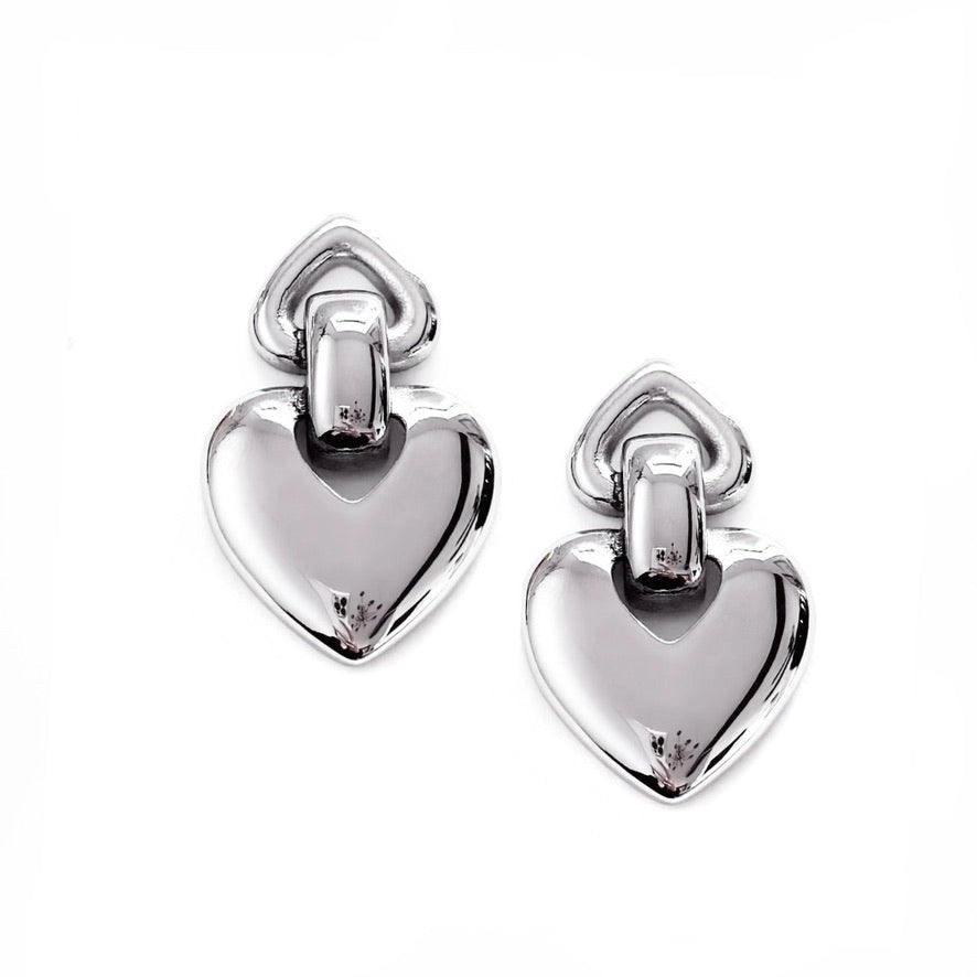 Emely Heart Drop Earrings SILVER