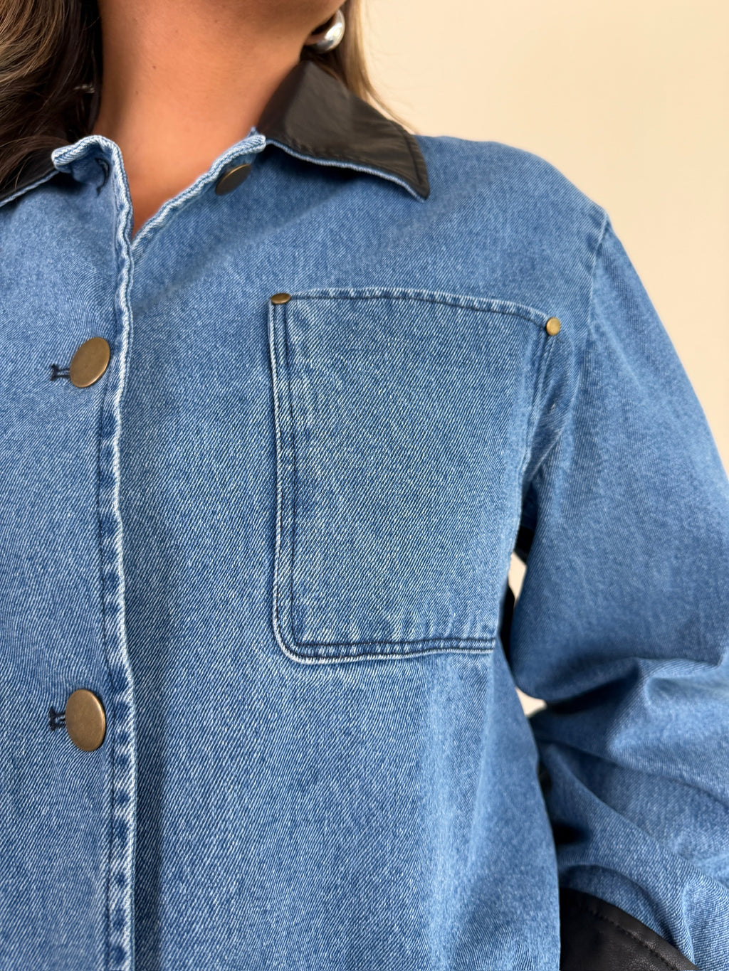 Jacket with Leather Trim