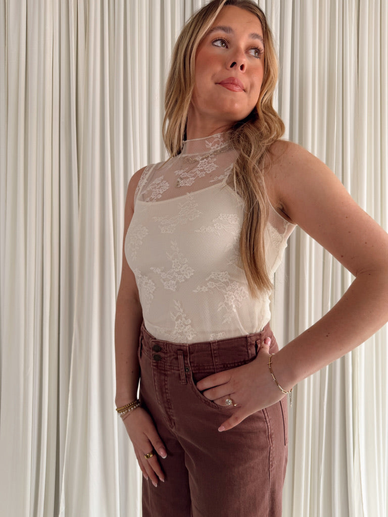The Jennifer Lace Mock Neck Top