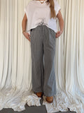 Gingham Drawstring Wide-Leg Pants