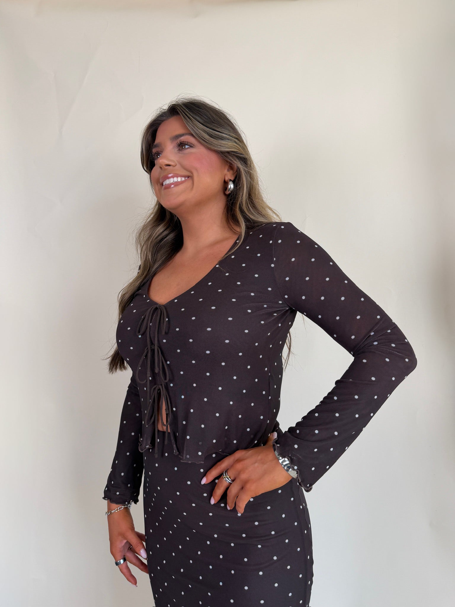 Amara Polka Dot Mesh Top