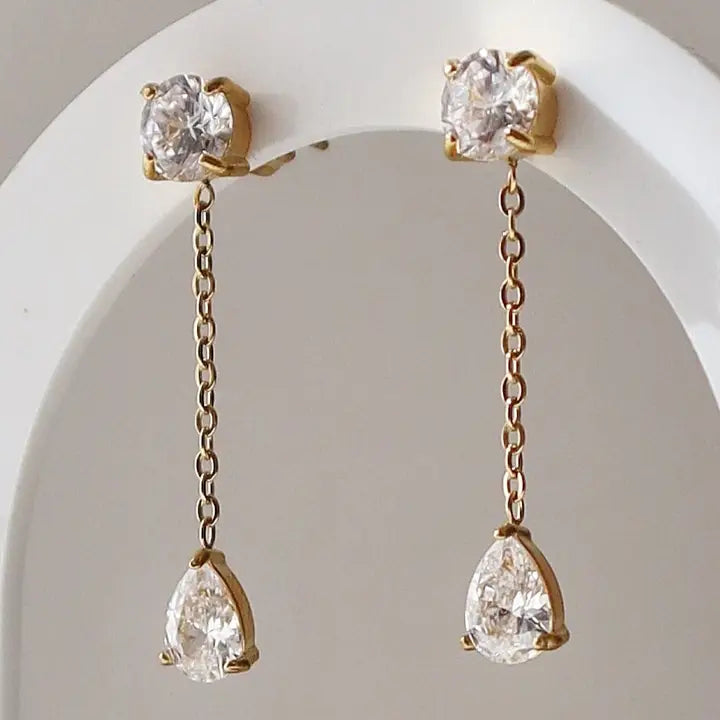 Dewdrop CZ Dangle Earrings