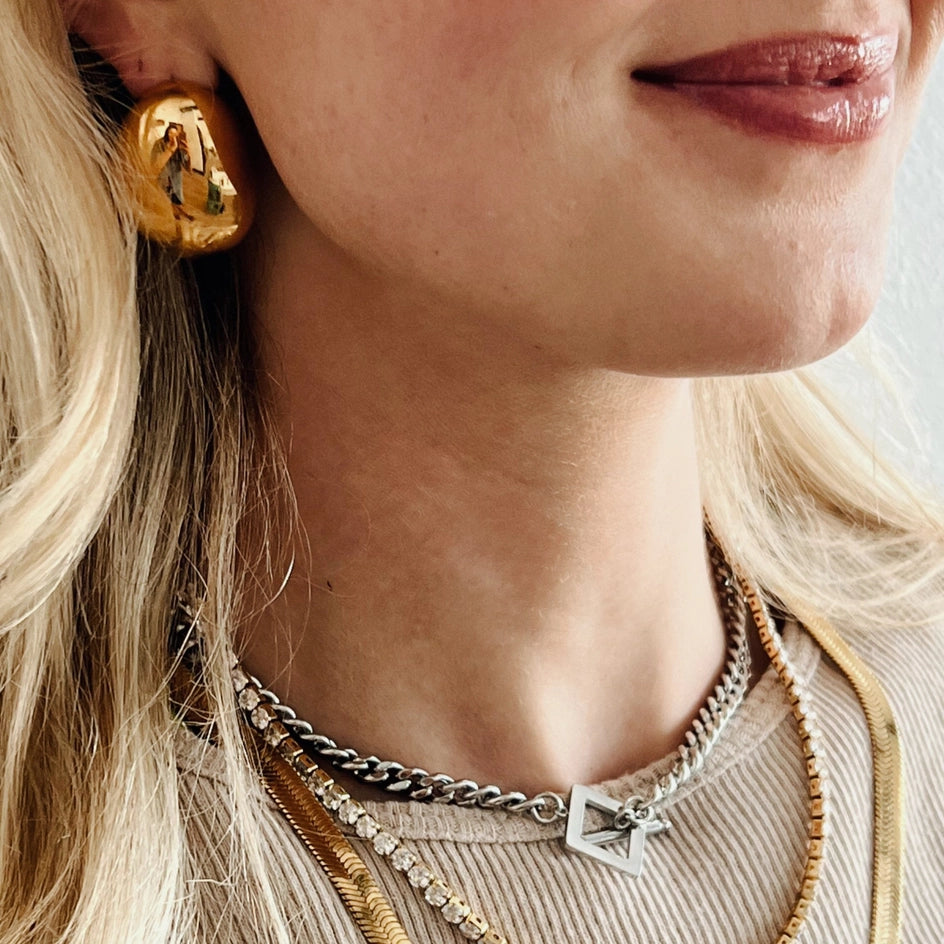 Estafane Oval Statement Stud Earrings