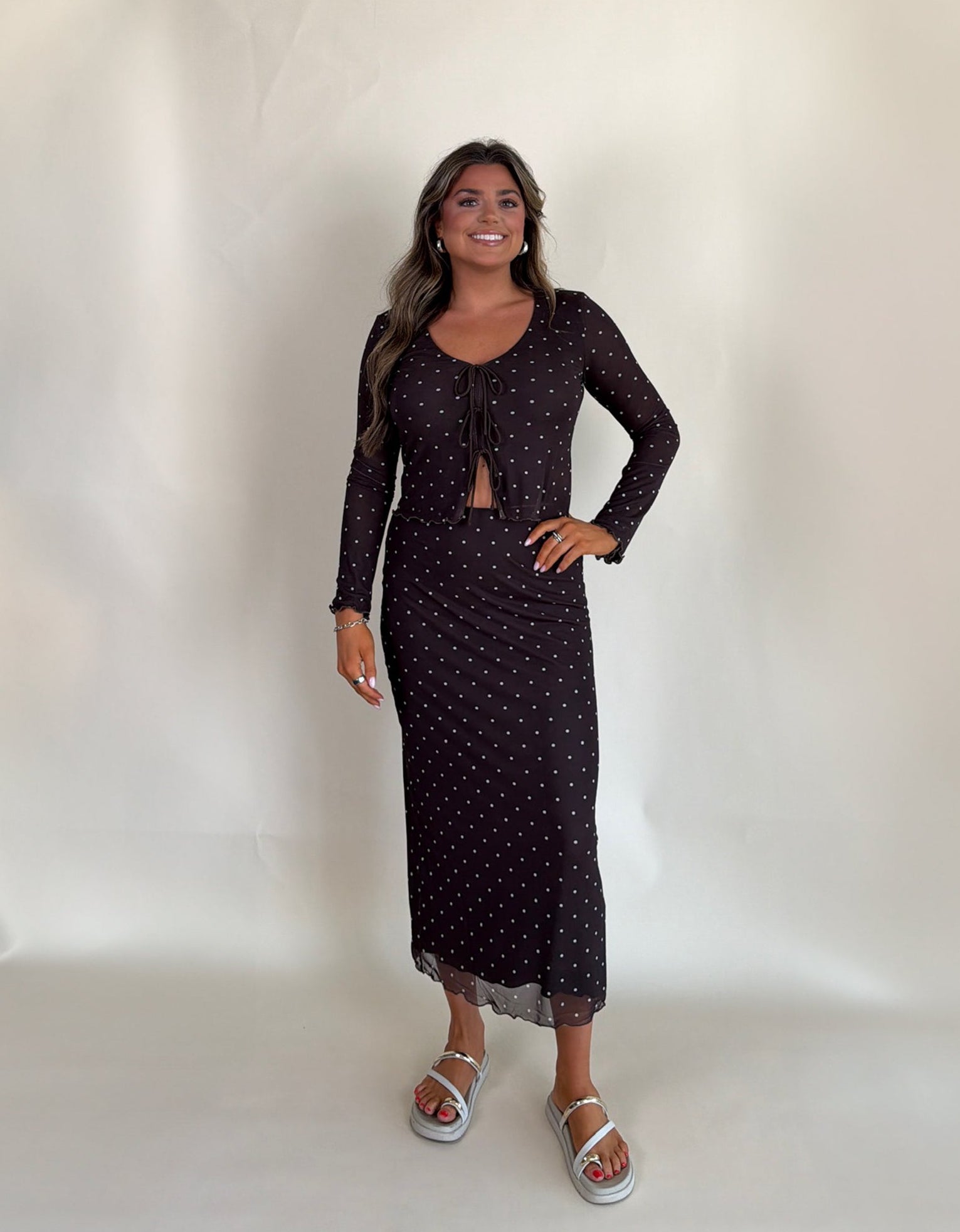Eda Polka Dot Midi Skirt
