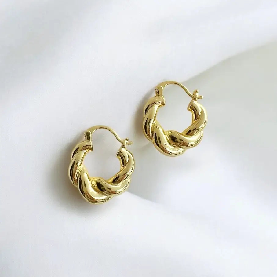 Hannah Croissant Twist Hoops Gold Filled