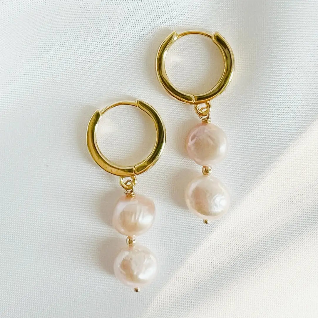 Chiara Freshwater Pearl Hoops Gold Filled