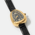 Oval Croc Leather Strap Watch