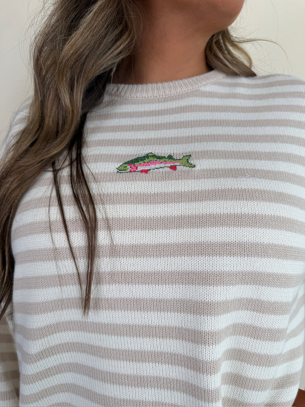 Striped Fish Graphic Sweater