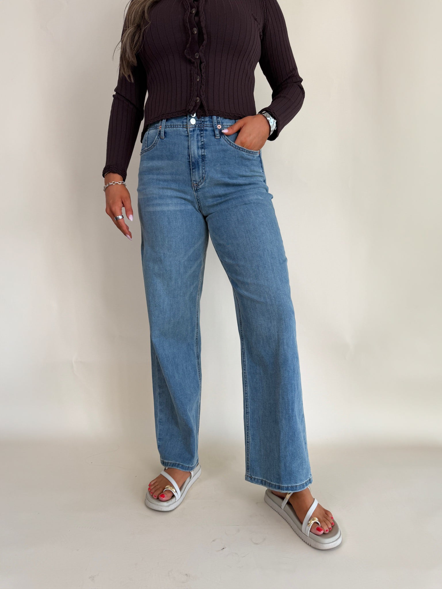 Holly Straight Leg Jean | Seafoam Breeze
