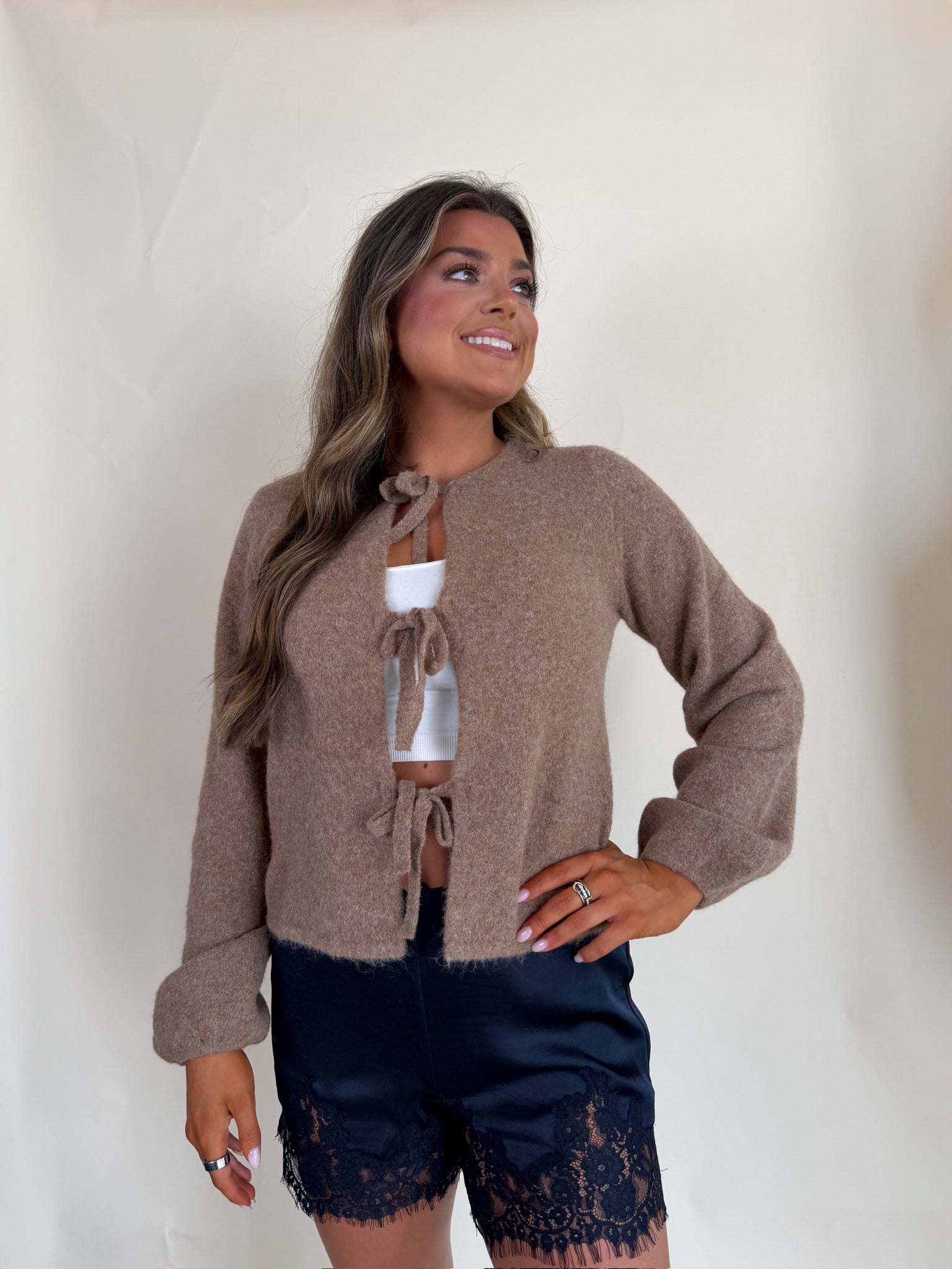 Front Tie Sweater Cardigan