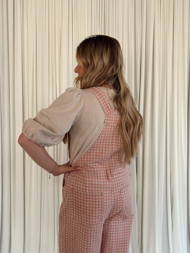 Denim Gingham Jumpsuit
