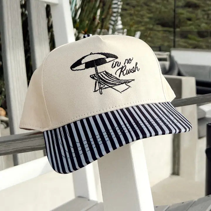 In No Rush- Black Striped Hat