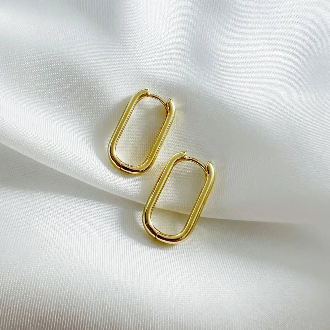 Kamryn Oblong Oval Hoops Gold Filled