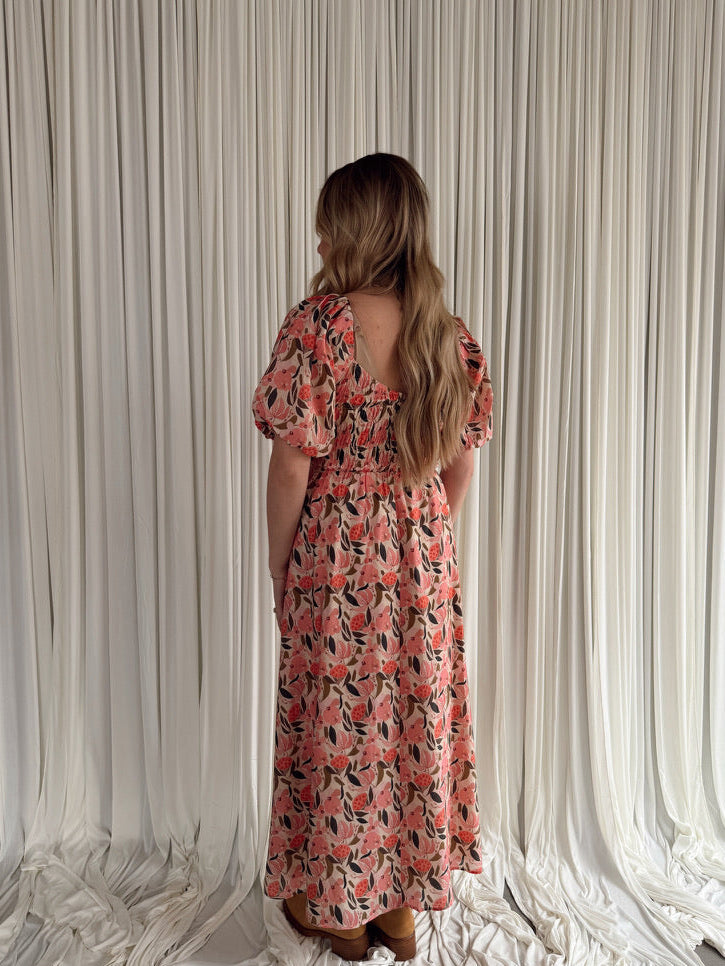 Floral Smocked Midi Dress