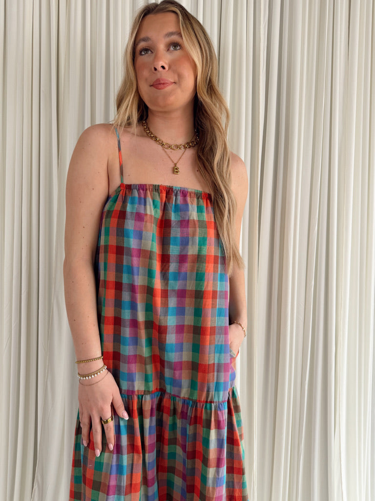 Multicolor Plaid Maxi Dress Seven & James Multicolor Plaid Maxi Dress Seven & James