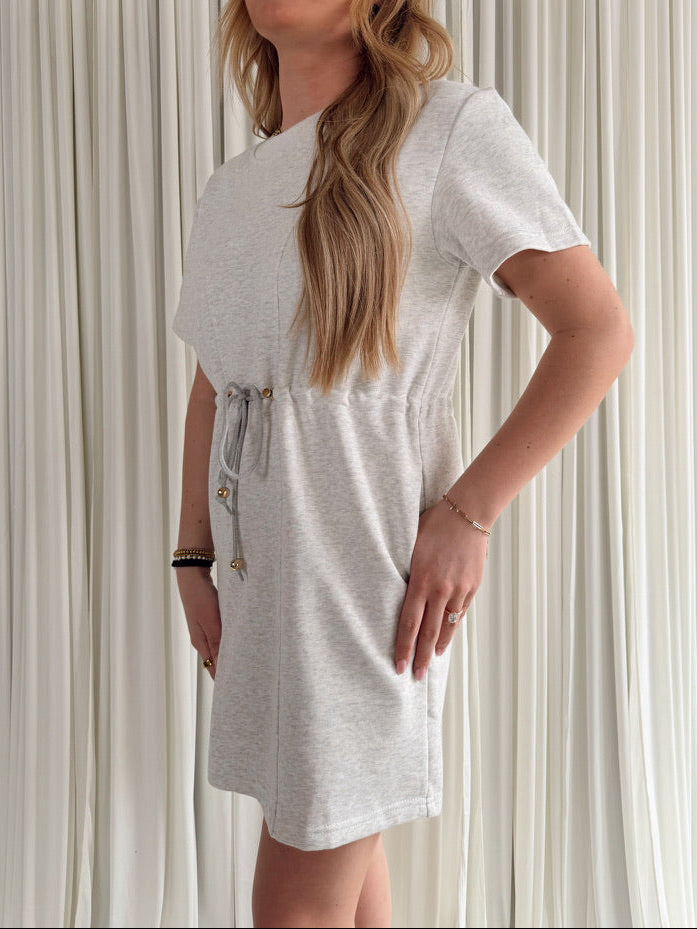 Light Gray Drawstring Waist Dress