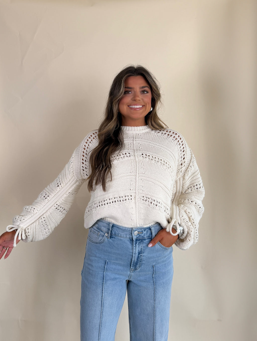 Open Tie Knit Sweater
