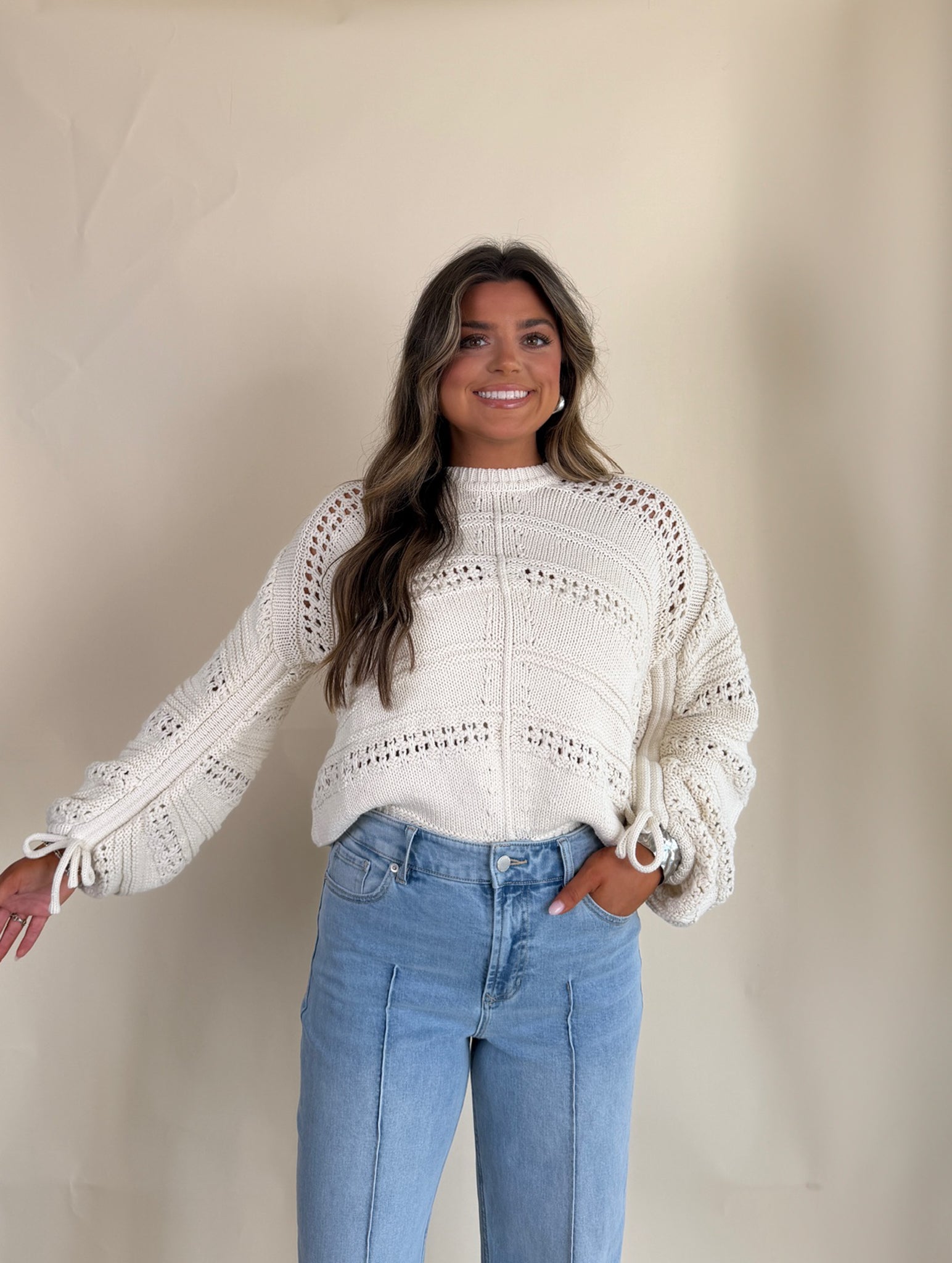 Open Tie Knit Sweater