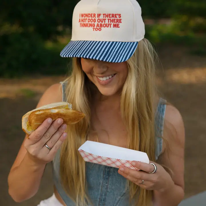 Hot Dog Striped Trucker Hat