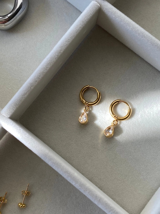 Crystal Huggie Hoops