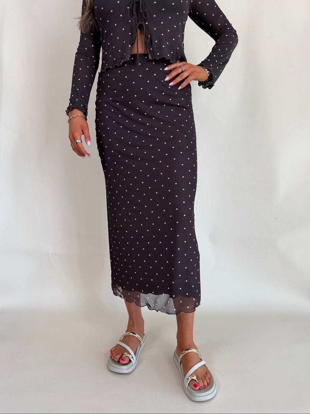 Eda Polka Dot Midi Skirt