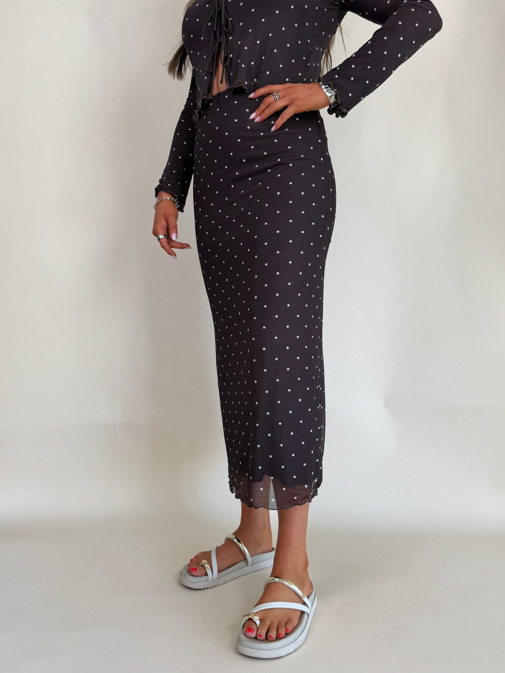 Eda Polka Dot Midi Skirt