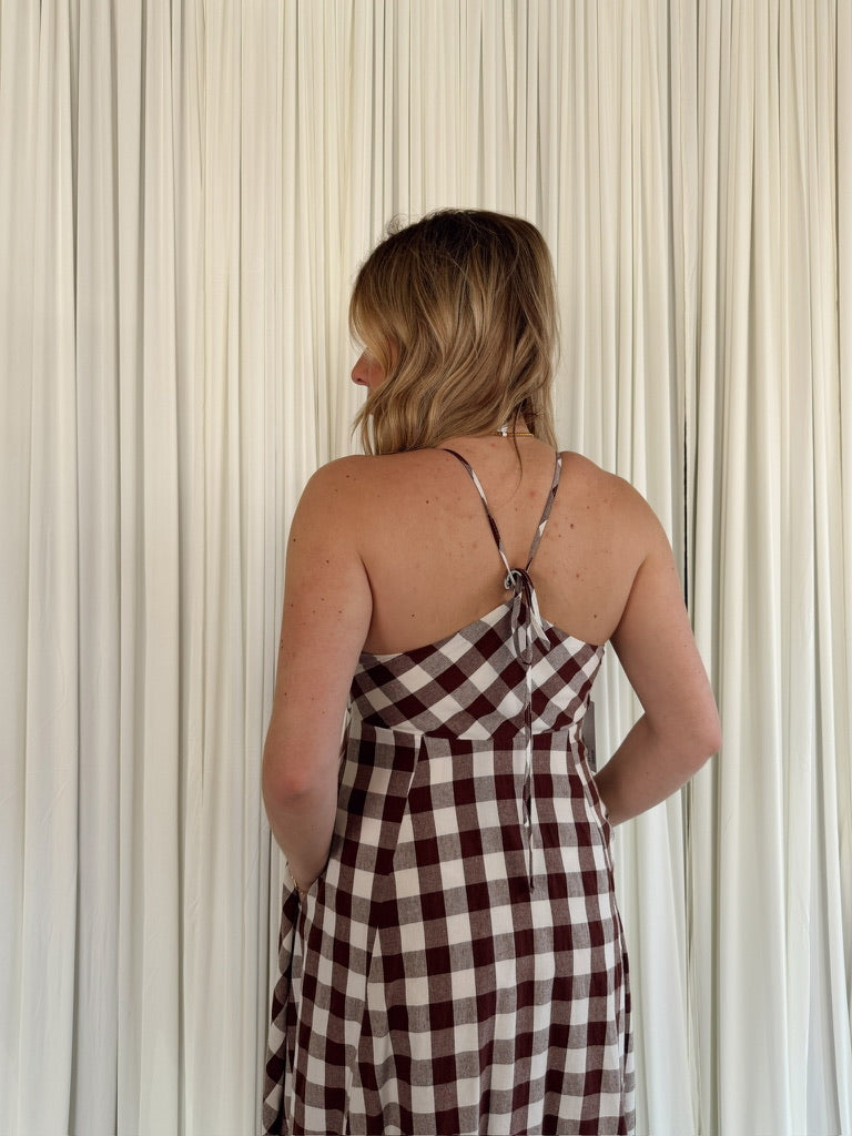 Tie-Front Gingham Dress