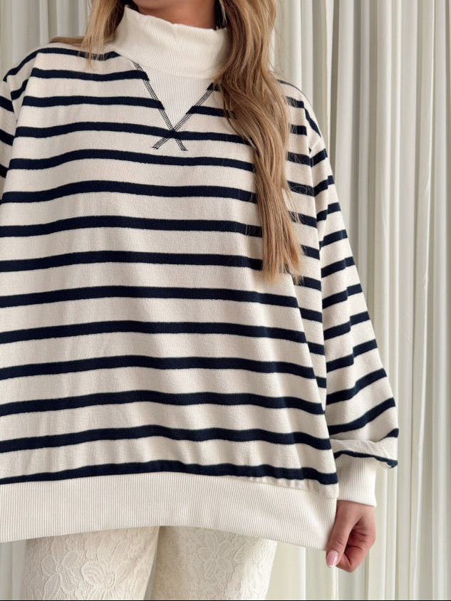 Ribbed Striped Oversized Top