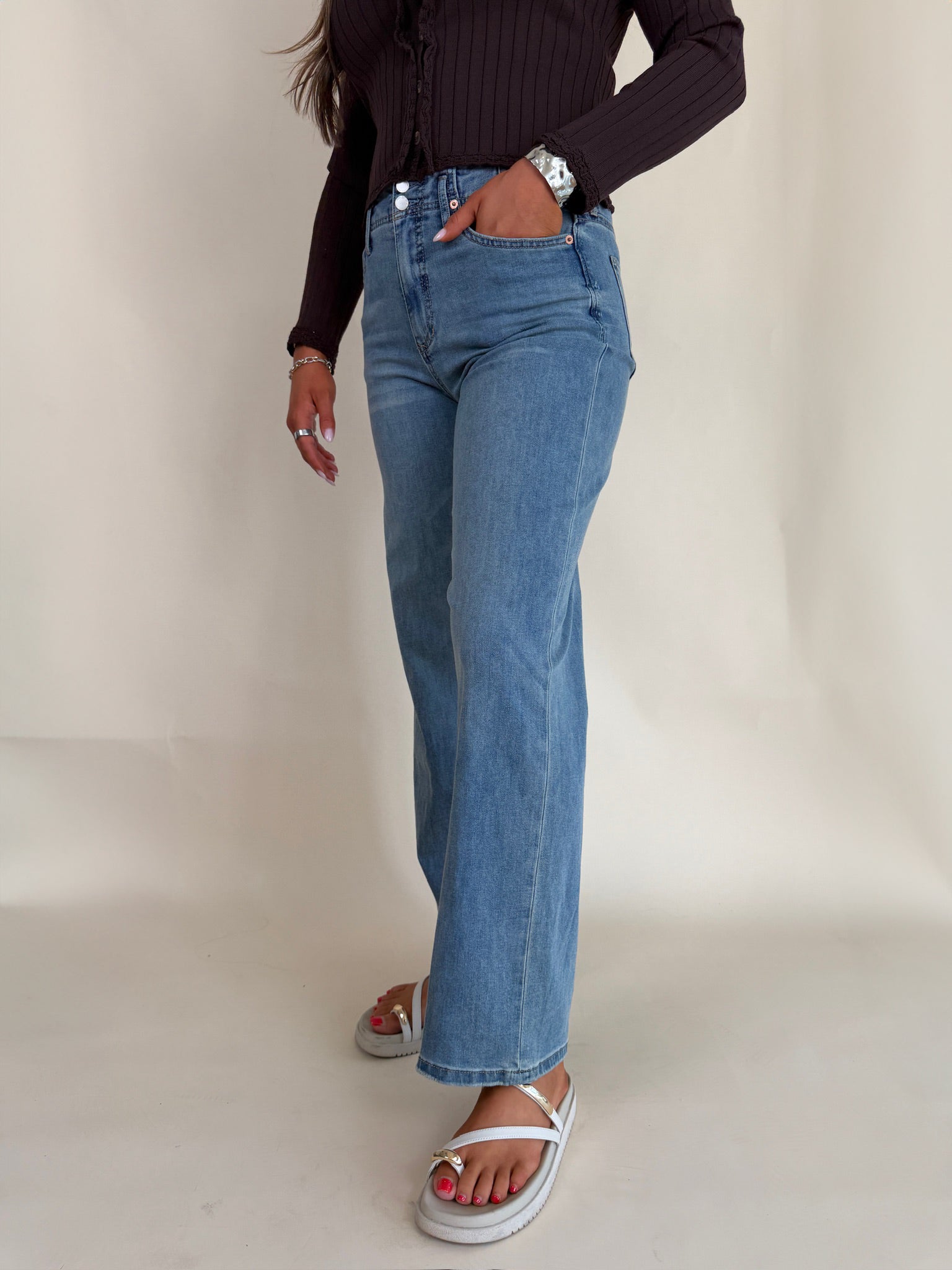 Holly Straight Leg Jean | Seafoam Breeze