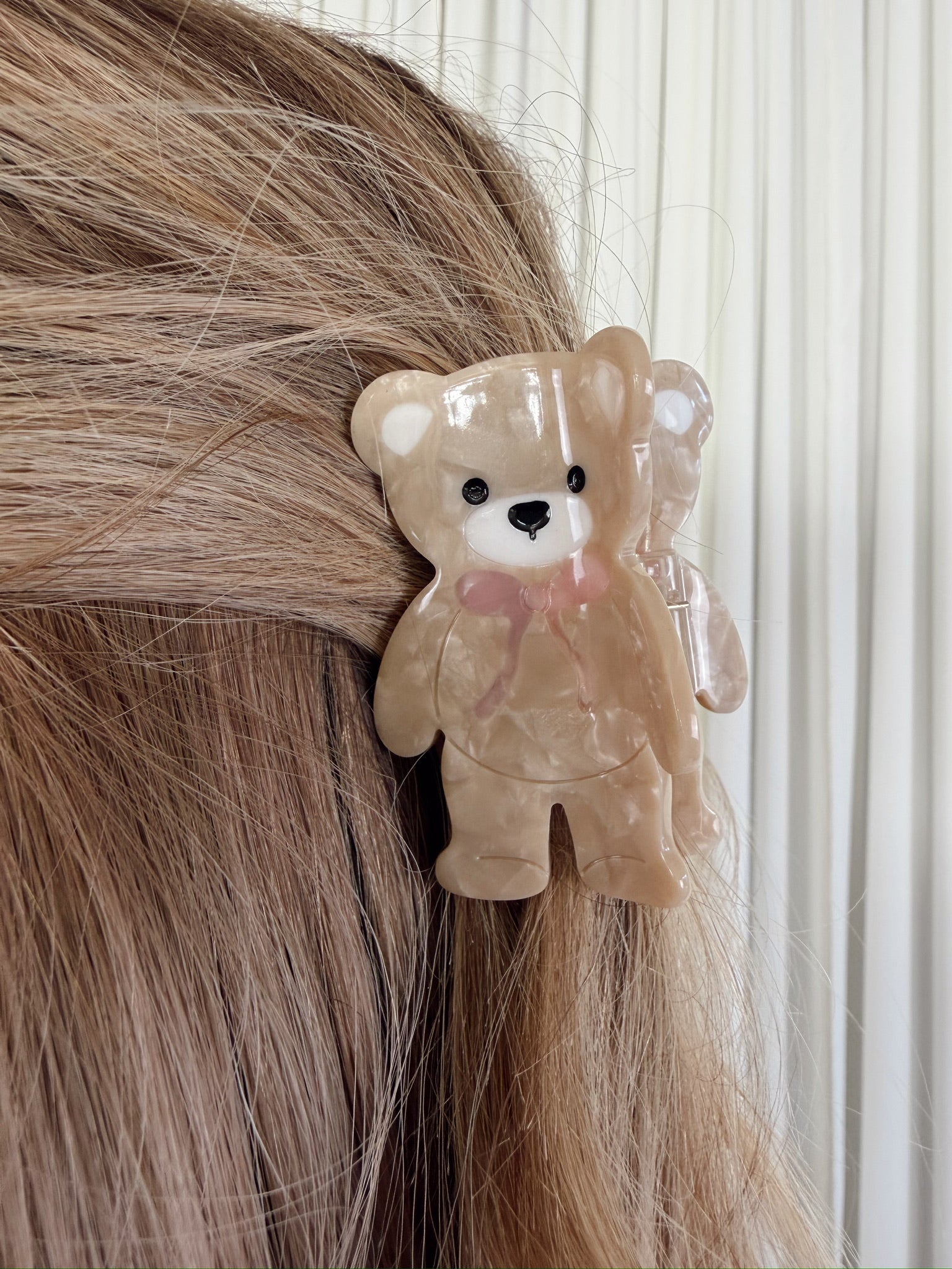 Beige Teddy Bear Claw Clip