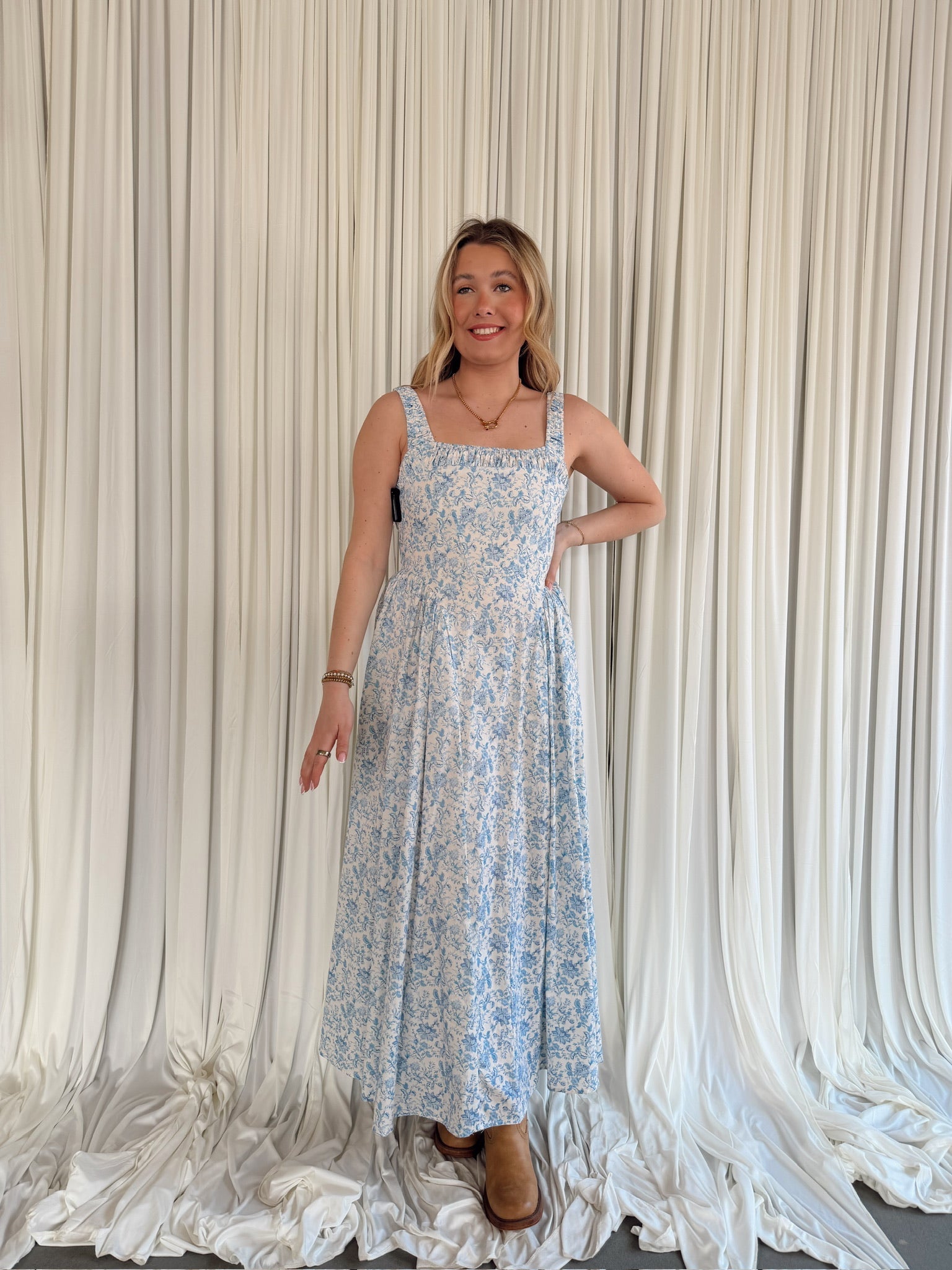 Floral Print Empire Waist Dress