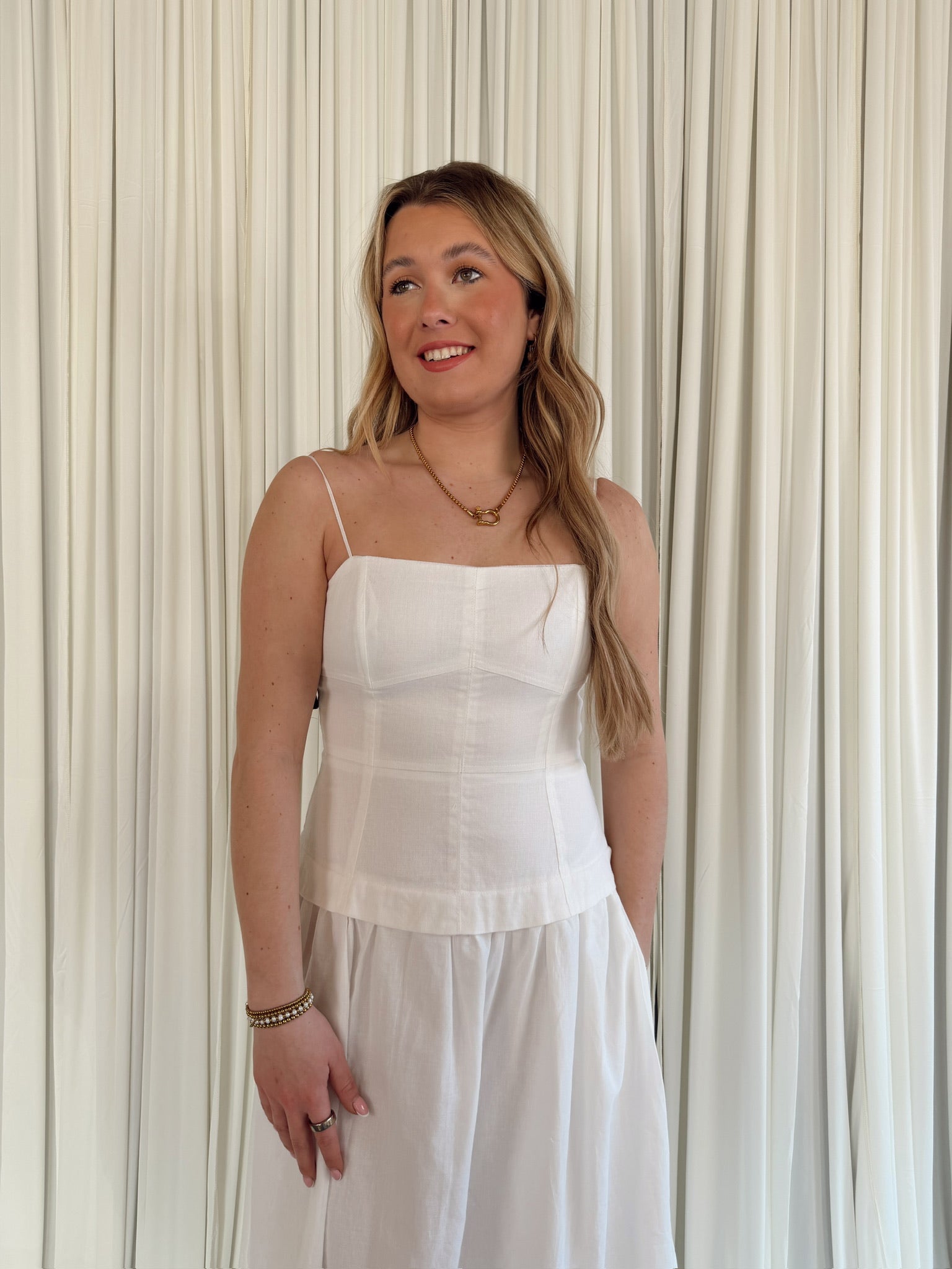 Eyelet Scallop Hem Twofer Dress